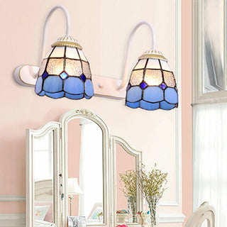 Tiffany Applique Murale Fleur Vintage, Métal, Noir/Bleu/Blanc, Salle de Bain