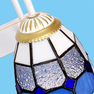 Tiffany Applique Murale Fleur Vintage, Métal, Noir/Bleu/Blanc, Salle de Bain