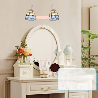 Tiffany Applique Murale Fleur Vintage, Métal, Noir/Bleu/Blanc, Salle de Bain