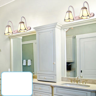 Tiffany Applique Murale Fleur Vintage, Métal, Noir/Bleu/Blanc, Salle de Bain
