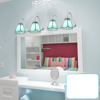 Tiffany Applique Murale Fleur Vintage, Métal, Noir/Bleu/Blanc, Salle de Bain