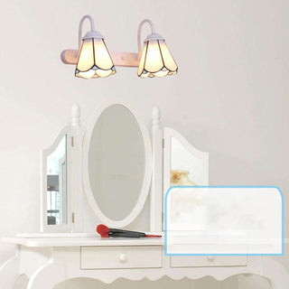 Tiffany Applique Murale Fleur Vintage, Métal, Noir/Bleu/Blanc, Salle de Bain