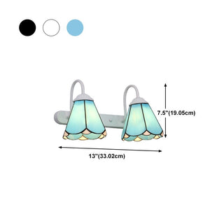 Tiffany Applique Murale Fleur Vintage, Métal, Noir/Bleu/Blanc, Salle de Bain