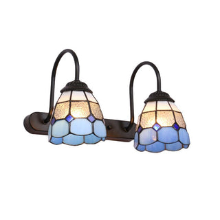 Tiffany Applique Murale Fleur Vintage, Métal, Noir/Bleu/Blanc, Salle de Bain