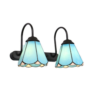 Tiffany Applique Murale Fleur Vintage, Métal, Noir/Bleu/Blanc, Salle de Bain