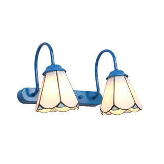 Tiffany Applique Murale Fleur Vintage, Métal, Noir/Bleu/Blanc, Salle de Bain