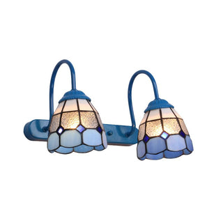 Tiffany Applique Murale Fleur Vintage, Métal, Noir/Bleu/Blanc, Salle de Bain