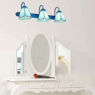 Tiffany Applique Murale Fleur Vintage, Métal, Noir/Bleu/Blanc, Salle de Bain