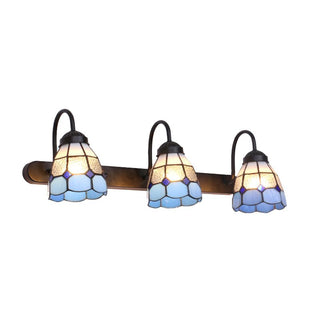 Tiffany Applique Murale Fleur Vintage, Métal, Noir/Bleu/Blanc, Salle de Bain
