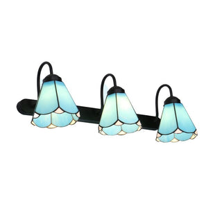 Tiffany Applique Murale Fleur Vintage, Métal, Noir/Bleu/Blanc, Salle de Bain