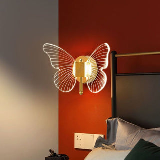 Arisha Applique Miroir Papillon Design, Métal/Acrylique, Or, Chambre
