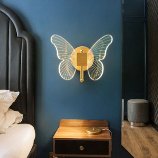 Arisha Applique Miroir Papillon Design, Métal/Acrylique, Or, Chambre