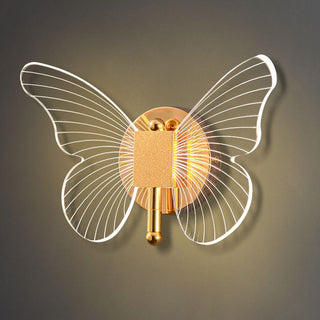 Arisha Applique Miroir Papillon Design, Métal/Acrylique, Or, Chambre