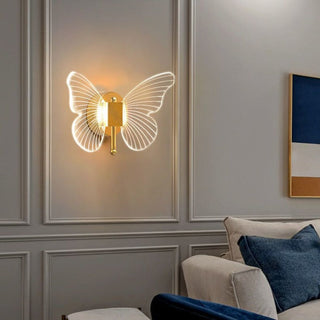 Arisha Applique Miroir Papillon Design, Métal/Acrylique, Or, Chambre