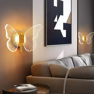 Arisha Applique Miroir Papillon Design, Métal/Acrylique, Or, Chambre