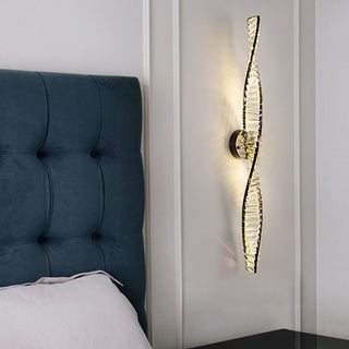 Kristy Applique Murale Spirale Design, Métal/Cristal, Noir/Or, Chambre