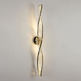 Kristy Applique Murale Spirale Design, Métal/Cristal, Noir/Or, Chambre
