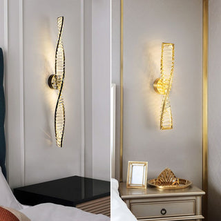 Kristy Applique Murale Spirale Design, Métal/Cristal, Noir/Or, Chambre