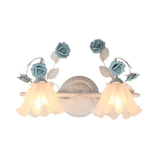 Ray Applique Murale Miroir de Forme de Fleur Vintage, Métal/Verre, Rose/Bleu, Salon