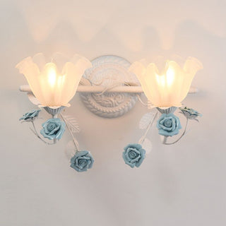 Ray Applique Murale Miroir de Forme de Fleur Vintage, Métal/Verre, Rose/Bleu, Salon