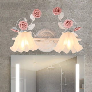 Ray Applique Murale Miroir de Forme de Fleur Vintage, Métal/Verre, Rose/Bleu, Salon