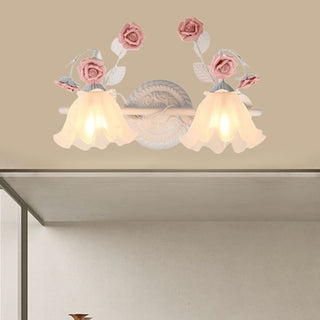 Ray Applique Murale Miroir de Forme de Fleur Vintage, Métal/Verre, Rose/Bleu, Salon