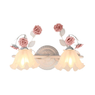 Ray Applique Murale Miroir de Forme de Fleur Vintage, Métal/Verre, Rose/Bleu, Salon