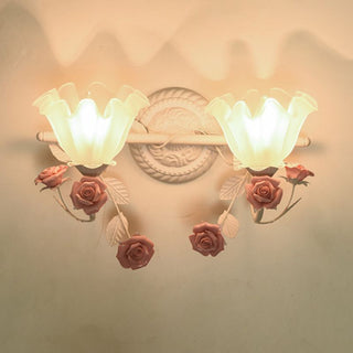 Ray Applique Murale Miroir de Forme de Fleur Vintage, Métal/Verre, Rose/Bleu, Salon