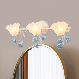 Ray Applique Murale Miroir de Forme de Fleur Vintage, Métal/Verre, Rose/Bleu, Salon
