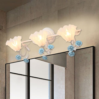 Ray Applique Murale Miroir de Forme de Fleur Vintage, Métal/Verre, Rose/Bleu, Salon