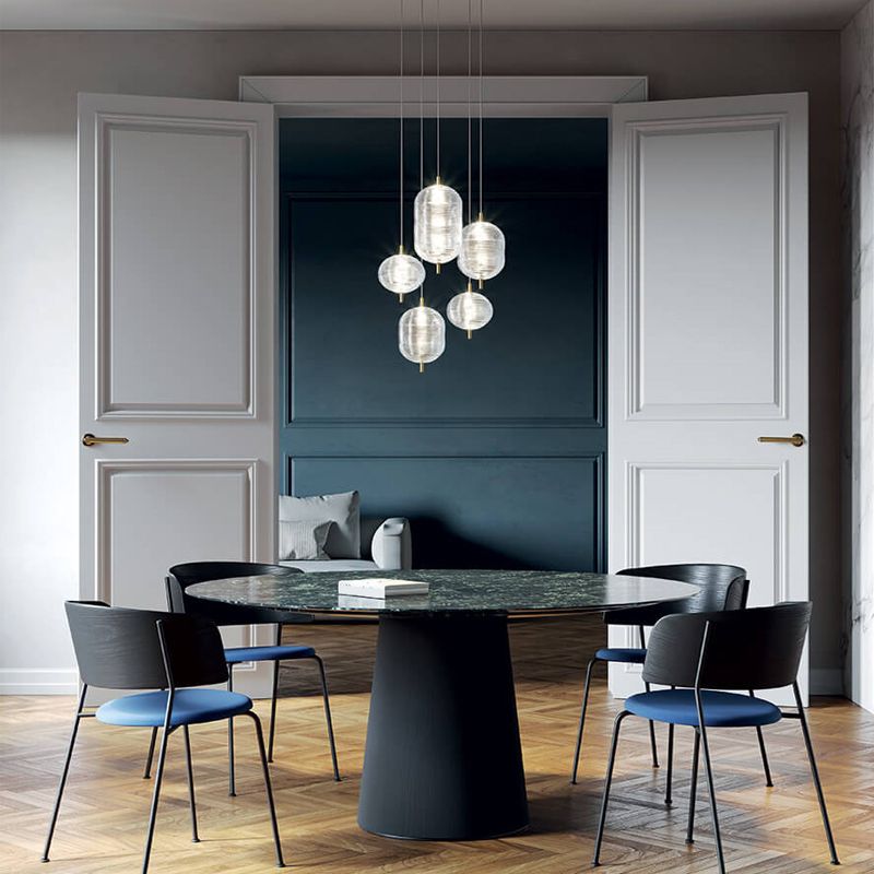 Valentina Suspension Globe Moderne, Verre/Métal, Noir/Or, Chambre
