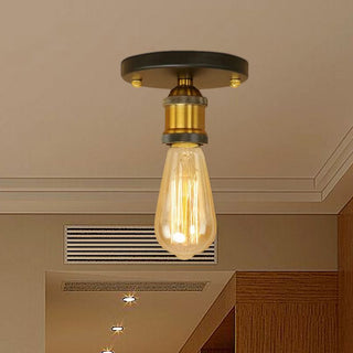 Silva Plafonnier Ampoule Vintage, Métal, Noir/Laiton/Rouille/Chromé, Salon