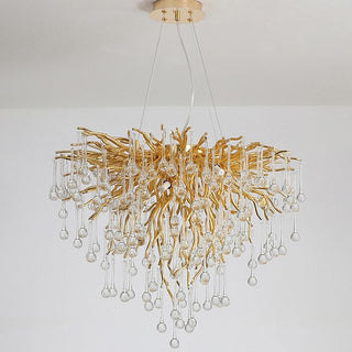 Arisha Lustre Fleur Luxueux, Metal/Cristal, Or, Salon
