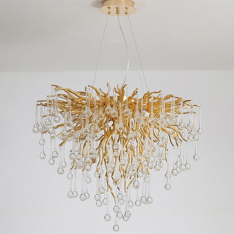 Arisha Lustre Fleur Luxueux, Metal/Cristal, Or, Salon