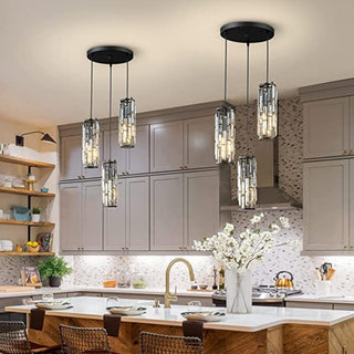 Kristy Suspension Cylindre/Multi Cristal, Métal/Cristal, Doré/Noir, Salon