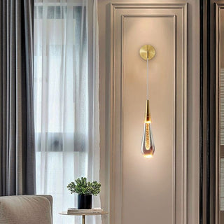 Kristy Design LED Applique Murale Goutte d’Eau Moderne Cristal Noir/Or Chambre à Coucher