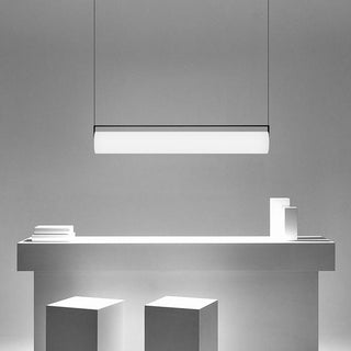 Ray Suspension Cylindre Minimaliste, Métal/Acrylique, Blanc/Noir, Salon