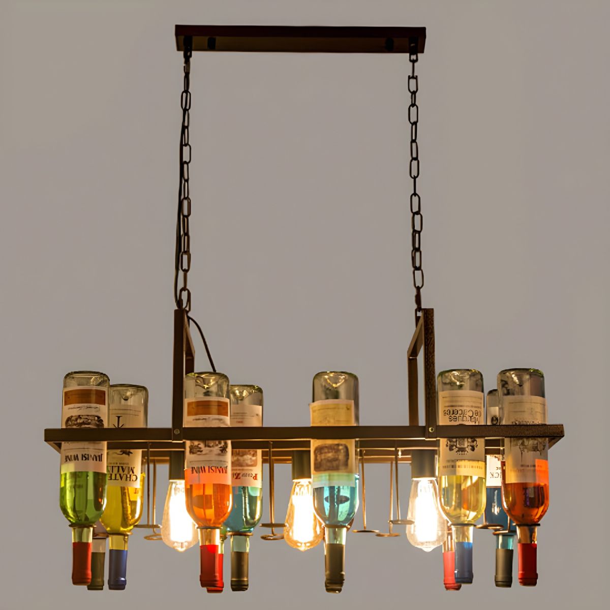 Valentina LED Art Déco Bouteille de Vin Verre Suspension Chambre Salon