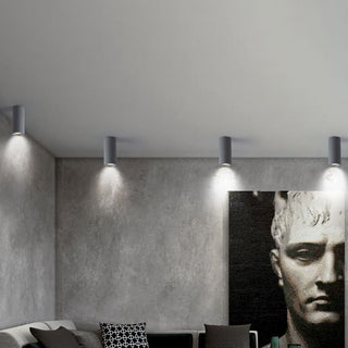 Arisha Plafonnier Cylindre Moderne, Ciment, Blanc/Gris Foncé/Gris Clair, Salon