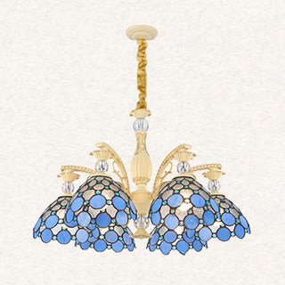 Silva Fleur Vintage LED Suspension Bleu Métal Verre Salon Chambre à Coucher