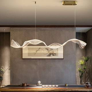 Lavorix Luminaires Suspensions Vague Moderne Métal/Acrylique Blanc/Doré Salon-Luire