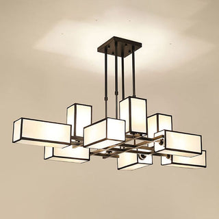 Arisha Lustre Carré Contemporain, Metal/Tissu, Noir/Or, Chambre