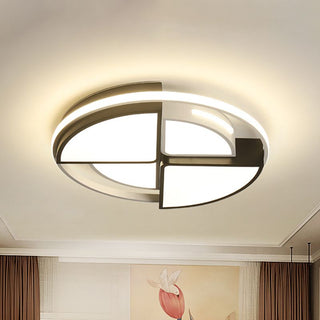 Arisha Ronde Moderne LED Plafonnier Blanc Noir Métal Acrylique Salon