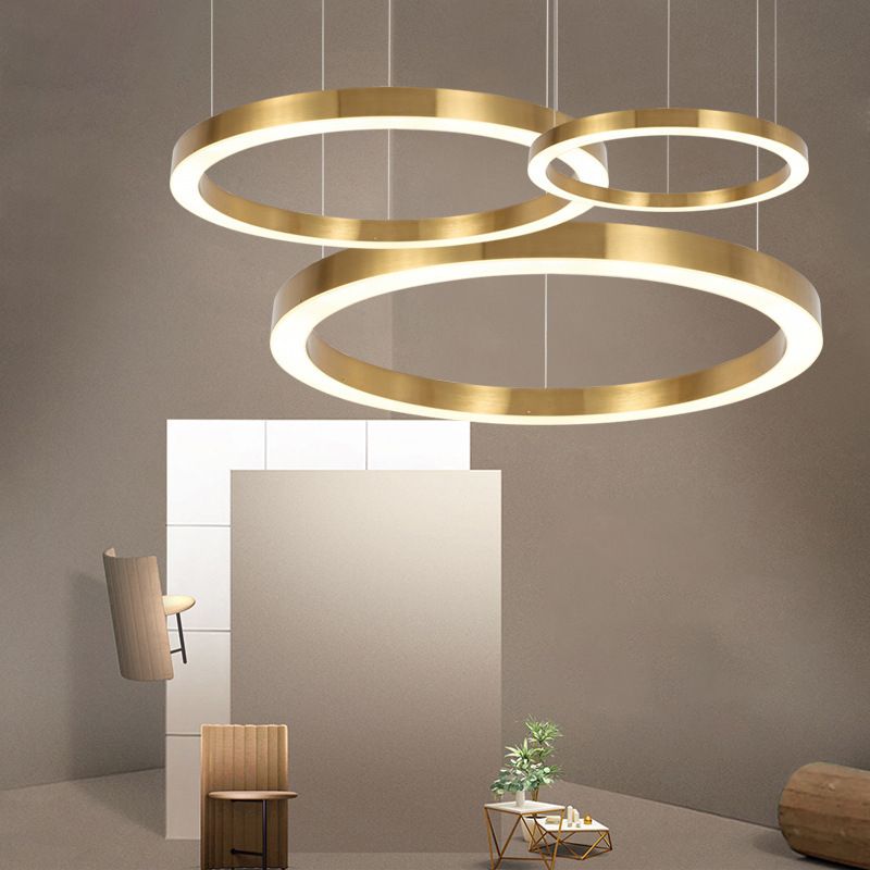 Arisha Suspension Anneau Moderne, Métal/Acrylique, Dorée, Salon