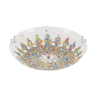 Tiffany Plafonnier Dôme Méditerranéen, Verre, Bleu/Jaune/Blanc, Salon