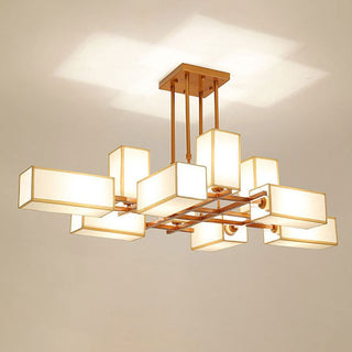 Arisha Lustre Carré Contemporain, Metal/Tissu, Noir/Or, Chambre
