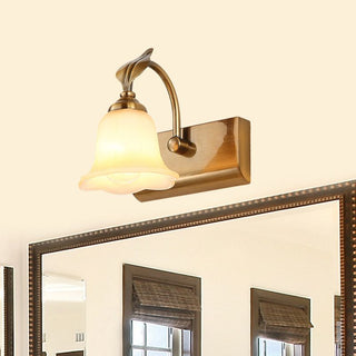 Ray Applique Murale Miroir Fleur Rétro, Métal/Verre, Or, Salle de Bain