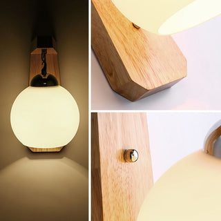 Muto Applique Globe Scandinave, Bois/Verre/Métal, Beige, Salon