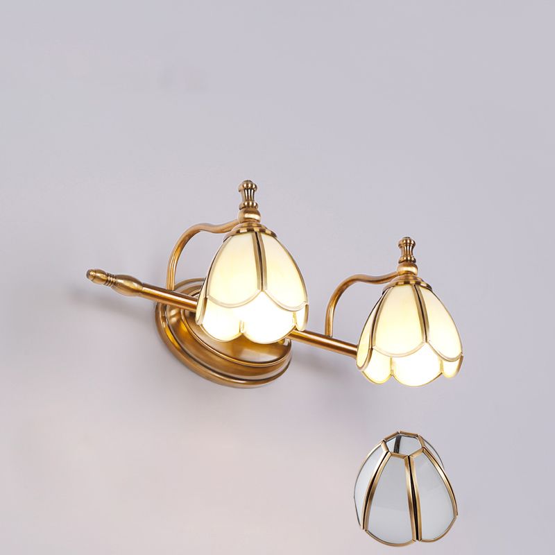 Ray Applique Murale Fleur Vintage, Métal/Verre, Jaune/Blanc
