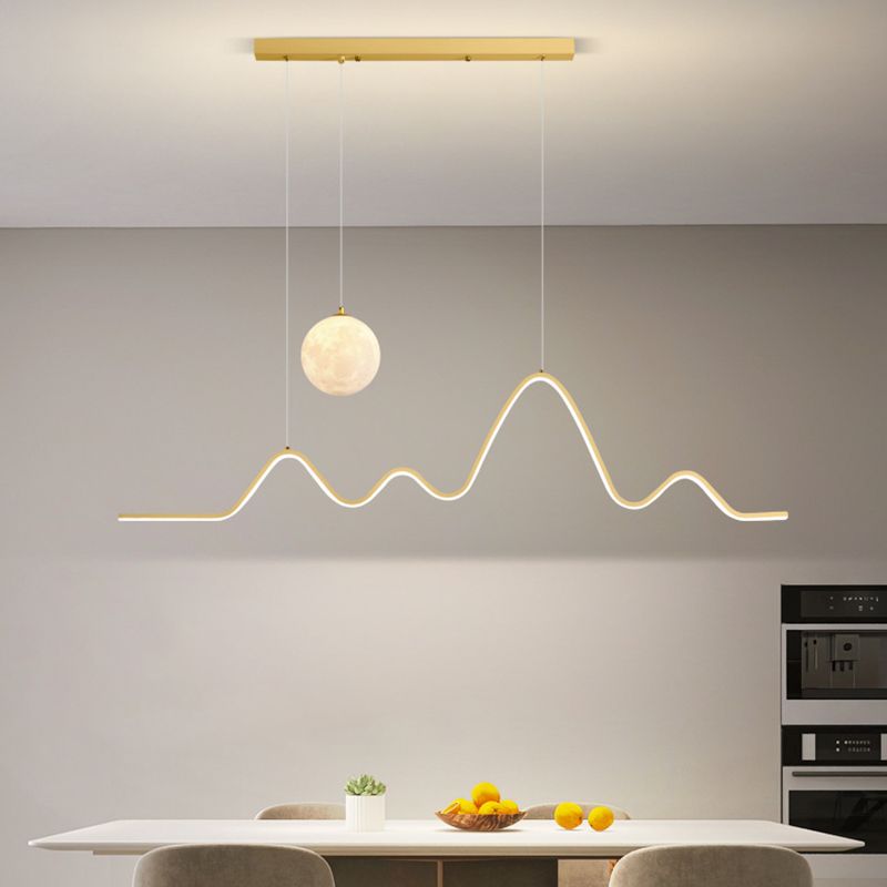 Arisha Suspension Linéaire Naturelle, Noir/Blanc/Or, Salon